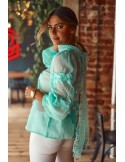 Bluza dama din sifon cu dantela, menta 9131 - Magazin online - Boutique